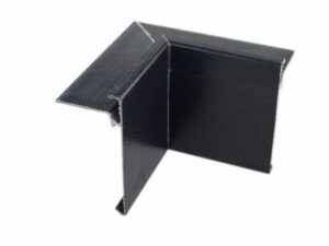 GRP asphalt trim: 100mm face x 75mm fixing arm Internal corner